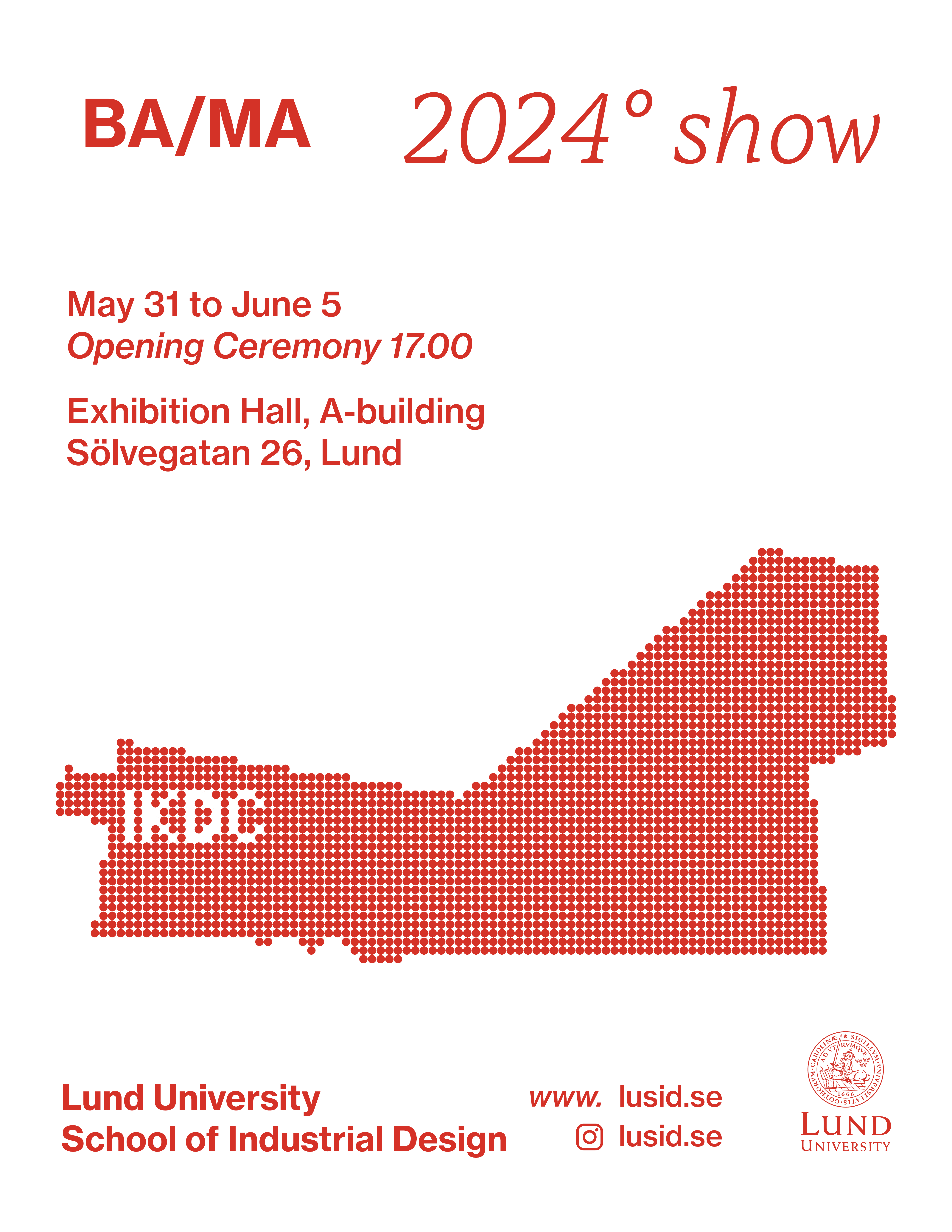 Illustration med information om en utställning.